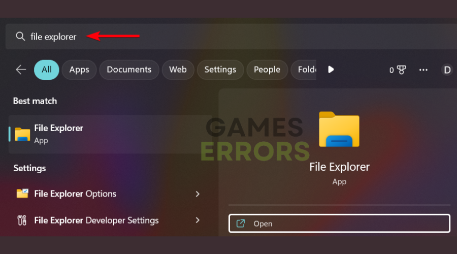 Open File Explorer Windows