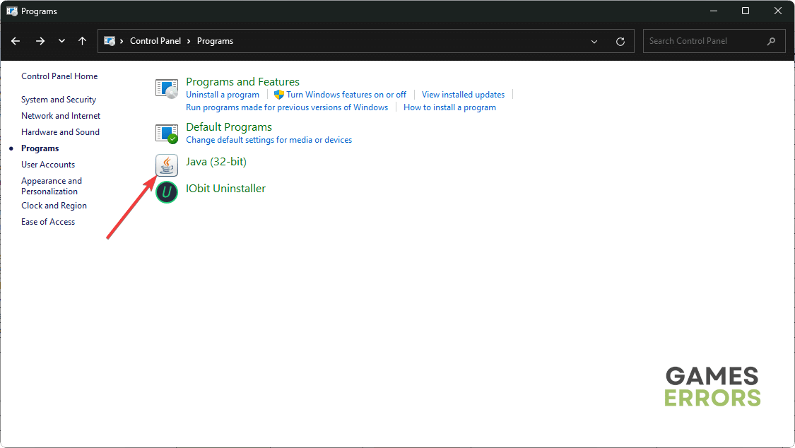 going java control panel