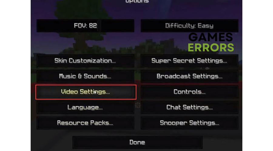 Minecraft OpenGL Error 1282 - Minecraft Video Settings Java